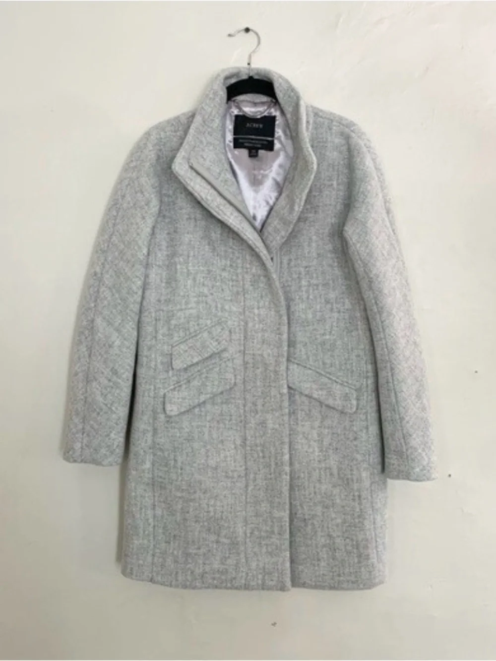 J. Crew Light Gray Stand-Collar Coat